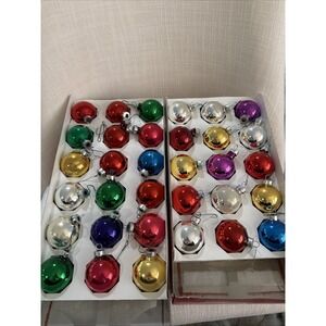 33 Balls Vintage Multicolor Holly Glass Christmas Ornaments 1 3/4" Ships Quickly